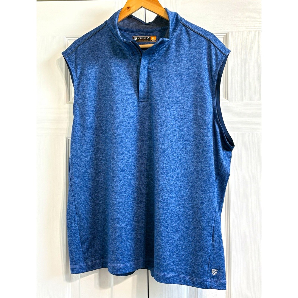 Cremieux Performance Men's XL Blue Sleeveless 1/4 Zip Mock Neck Pullover